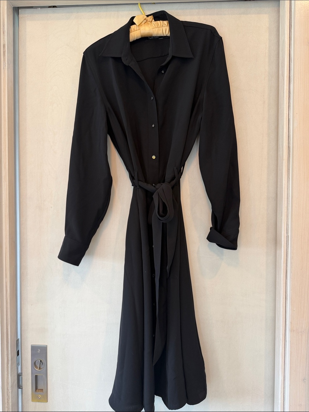 Ralph Lauren Classic Black Button-Front Shirt Dress with Waist Tie Size 8. NWOT